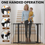 Baby Gate for Stairs, 29.7-40.6" Pressure Mounted Dog Gate, Auto Close Safety Gate for Children & Pets, Easy Install Pet Gate with Walk Thru Door for Doorways & Hallways, No Drilling, Dual-Lock Design