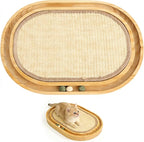 2-in-1 Cat Scratch Pad & Bed, Natural Sisal Scratch Mat for Cats with Interactive Ball Toy, Wooden Frame Indoor Cat Lounge