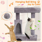 Cat Tree 36-Inch Cat Tower with Scratching Post Multi-Level Cats Condo with Ramp,Large Perch,Dangling Ball,Pet Play Tower for Kittens & Adult Cats(Ashy)