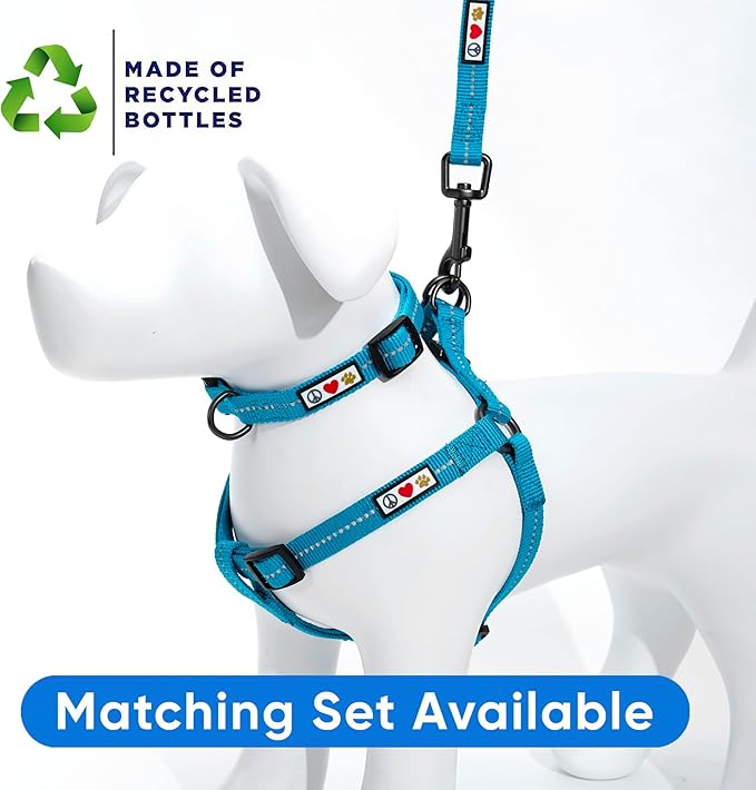 Pawtitas Recycled Reflective Step-in Dog Harness – Adjustable No-Pull Vest for Puppies to Seniors, Safe & Comfortable S Teal