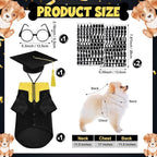5 Pcs Dog Graduation Costume Set Include 2026 Pet Graduation Gown with Stole Puppy Grad Cap Lensless Glasses DIY Letter Stickers for Dogs Cats Holiday Costume Accessory(Black Yellow,S)