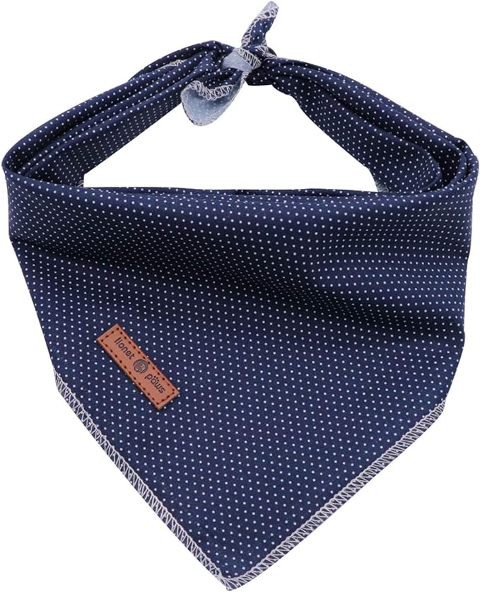 Lionet Paws Dog Bandana for Small Medium Large Dogs, Cat Kerchief Blue DOIT, Triangle Bibs Scarf for Girl or Boy