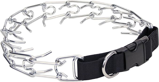 Coastal Pet Titan Easy-On Dog Prong Training Collar with Buckle - Durable Metal Training Collar for Dogs with Side Release Buckle - Black, 2 mm x 14"