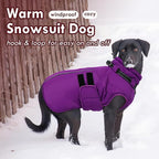 Dog Jackets for Large Dogs, Waterproof Winter Coat with Harness Built-in, Reflective Adjustable Hook&Loop Snowsuit, Warm Cold Weather Coats for Big Dogs Great Dane Doberamn, XXXXL Purple