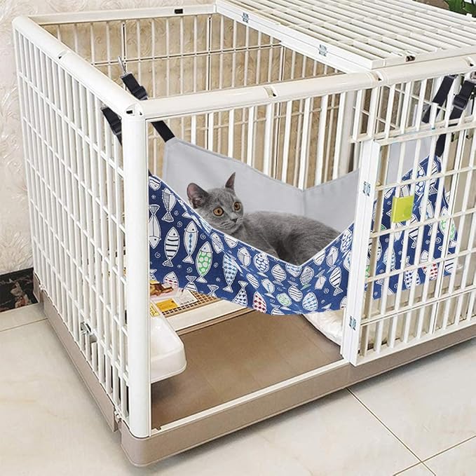 Cat Hammock Bed for Cage - 22x18 inch Adjustable Hanging Cat Bed Reversible hammocks for Indoor Cats, Soft Perch, Sleeping and Resting Sleepy Pad for Kitten Ferret Puppy or Small Pet
