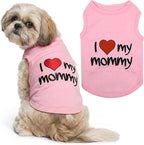 Parisian Pet Dog Shirt - 100% Cotton Shirts for Medium Dogs - Pink Sleeveless Girl Pet Clothes - Lightweight Pet T Shirts - Breathable Puppy Clothes - Stretchy I Love My Mommy Dog Apparel