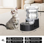 RIZZARI Dog Food Water Dispenser: 4L Large Black Stainless Steel Feeder with Triple Filter -Healthy Hydration for Pets in The Living Room - Garden and Study Room