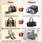 Cat Carrier Dog Carrier - Soft-Sided Cat Carrier with Plush Pad & Cooling Mat, Easy-Load 4-Side Zipper & 3-Side Mesh Ventilation, Pet Carrier Airline Approved for Cats/Dogs Up to 16 lbs, Brown