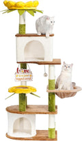 HYABi 62.7 Inch Tall Flower Cat Tree Tower Condo Climbing for Indoor Cats Multi Level with Sisal Scratching Post Hammocks Pet House Play Home Furniture Platform
