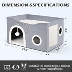 Heeyoo Cat House for Indoor Cats - Large Cat Bed Cave with Fluffy Ball and Scratch Pad, Foldable Cats Houses & Condos, Cat Hideaway, Covered Kitty Bed for Multi Small Large Kitty, 23.8x15.9x13.2 Inch