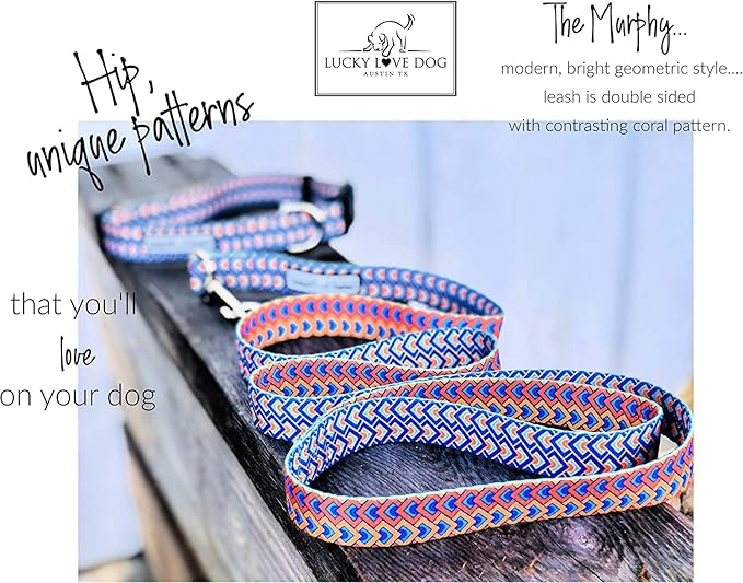 Lucky Love Dog Wide Dog Collar - Adjustable, Durable, Soft Webbing, & Comfortable 1.5 inch Wide Collar for Dogs Male and Female with Strong Buckle - Murphy, X-Large