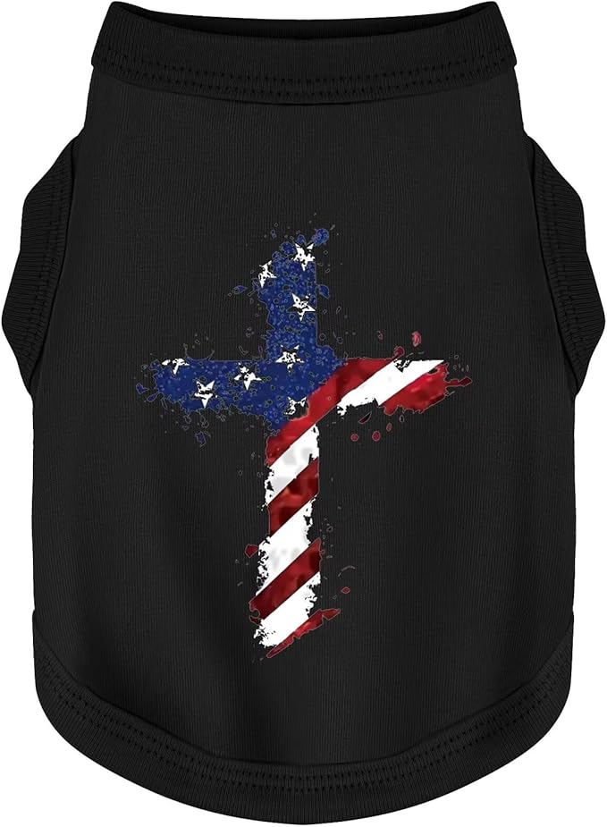 Discover Cozy Cotton Canine Wear: Soft, Lightweight, and Breathable Dog Shirt Vest with Eye-Catching Graphics, Keeping Your Furry Friend Warm and Comfy! Cross Flag S