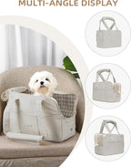Dog Purse Carrier for Small Dogs Rabbit cat with Large Pockets, Cotton Bag, Dog Carrier Soft Sided, Collapsible Travel Puppy Carrier (Grey, 13.6" L x 6.5" W x 10" H)