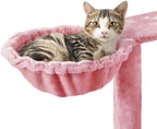 Yaheetech Cat Tree, 57 inches Cat Tower with Double Condo, Scratching Board and Basket, Cat Furniture for Indoor Cats Kitten- Pink