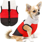 Idepet Pet Dog Cat Coat with Leash Anchor Color Patchwork Padded Puppy Vest Jacket Teddy Chihuahua Costumes Pug Cloth XS S M L (X-Large, Black)