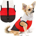 Idepet Pet Dog Cat Coat with Leash Anchor Color Patchwork Padded Puppy Vest Jacket Teddy Chihuahua Costumes Pug Cloth XS S M L (X-Small (Pack of 1), Black)