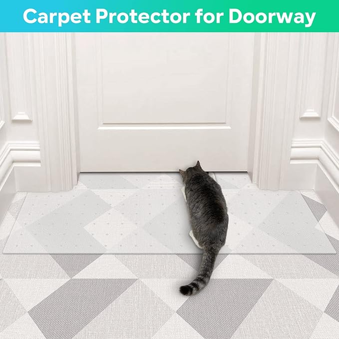 8.2ftx12.2inch Cat Carpet Protector, Robust Plastic Pets Scratch Stopper for Carpet, Widely Use,Clear Non-Slip Nail for Floor/Bedroom/Doorway/Porch Use,Prevent Carpets from Scratchin (8.2ftx12.2inch)