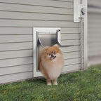 Baboni Pet Door for Wall,3-Flap,Steel Frame and Telescoping Tunnel, Aluminum Lock, Double Flap Dog Door and Cat Door, Strong and Durable (Pets Up to 40 Lb) -Medium