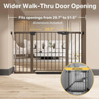 Cumbor 29.7–51.5" Extra Wide Baby Gate for Stairs, Pressure-Mounted Dog Gates for Doorways & Hallways, Auto-Close Walk-Through, No-Trip Design, Child Proof Safety, Dog/Pet Gate for Indoor Use, Brown