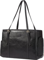Fashion Dog Purse Pet Carrier Leather Bag for Small Dogs Cats Puppy, Portable Tote Bag Airline Approved Soft-Sided Carriers (Black)