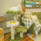 Happy & Polly Flowers Cat Tree Cute Cat Tower 35.4 Inches Multi-Level Stable Condo for Large Cats Easy to Assemble with Scratching Posts Cat Furniture Activity Center for Kitten