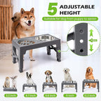 Heeyoo Elevated Dog Bowls - 5 Adjustable Heights Stand, 2 Stainless Steel Bowls & 1 Slow Feeder, 3.2" to 12.2" for Small to Large Dogs