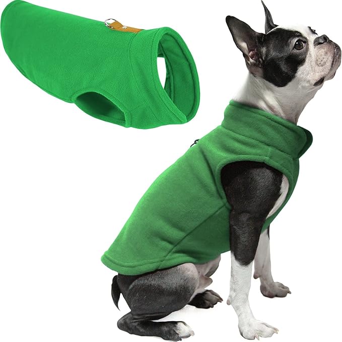Gooby - Fleece Vest, Small Dog Pullover Fleece Jacket with Leash Ring, Green, X-Large