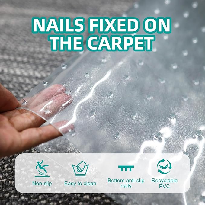 KHS 3PCS Plastic Carpet Protector for Pets, 3.6FT Carpet Scratch Stopper, Stop Cats from Scratching Carpets at Doorways, Easy to Cut Cat Scratch Protector Mat, Plastic Runners
