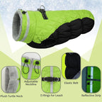 Lelepet Dog Coat Warm Dog Winter Coat Waterproof Dogs Jacket with Harness Built in Reflective Pet Fleece Vest Zip-Up Cold Weather Coats for Medium Dogs Turtleneck & Windproof Coats Dachshund Lime M