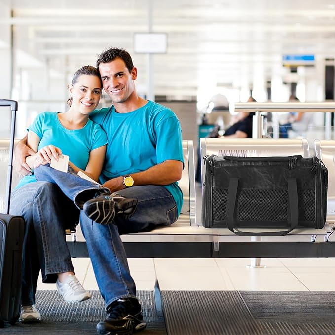 Fashion Dog Carrier Pet Carrier Airline Approved Cat Carrier for Small Dogs Cats Under 15 Lbs, Vegan Leather Collapsible Soft Sided Travel Puppy Carrier