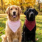 Dog Bandanas 1 Pack; Cotton Linen Red Bandana Plaid for Large Dogs; Soft Breathable Dog Accessories; Valentines Dog Bandana