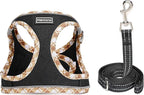 Mercano Soft Mesh Dog Harness and Leash Set, No-Chock Step-in Reflective Breathable Lightweight Easy Walk Vest Harnesses with Safety Buckle for Small Dogs, Cats (Black Yellow, L)