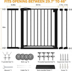 Mumeasy 29.6-46" Baby Gate for Stairs, Pressure Mounted Dog Gate for Doorways, Auto Close Pet Gate for Indoor Use, Extra Wide Child Gate with Walk Thru Door Black, Mom's Choice Awards Winner