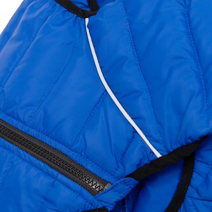 Lovelonglong Warm Jacket - 4 Legs Covered Waterproof Windproof Reflective Vest, Zippered Adjustable Outdoor Snow Jacket for Small Medium Large Dogs, Blue XXXXL