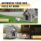 Small Dog House Outdoor, Wooden Indoor Dog House with Waterproof Roof, Removable Floor, Pet Doghouse Puppy Shelter for Small Medium Dogs, 18" L x 25" W x 24" H