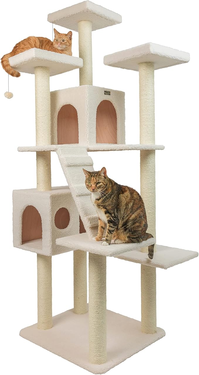 Armarkat Cat Tree Model B7701, Ivory, 36"(L)X31"(W)X77"(H)