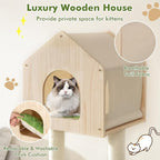 Tangkula Cat Tree Tower, Multi-Level Modern Wood Cat Tower with Sisal Scratching Posts, Jumping Platforms, Perch, Hammock, Cute Cat Condo, Tall Cat Tree for Indoor Cats Large Adult (55 Inch)