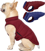 QBLEEV Reversible Dog Jacket for Small Dogs, Waterproof Windproof Warm Winter Coat with Adjustable Fit & Leash Hole, Lightweight Reversible Puffer Vest, Wine Red, S – Fits Yorkie, Shih Tzu