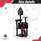 64" Modern Gothic Cat Tree Natural Branch Multifunctional Hammock Cat Tower, Luxury Black Cat Condo Indoor, Plush Toys Gift for Large/Medium Cats