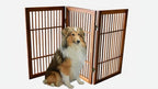 Urnporium Pet Dog Gate Freestanding, Strong Durable Folding Wooden Fence, Portable Acacia Hardwood Safety Barrier for Indoor & Outdoor Use (Brown Pet Gate, 3 Panel 30" Tall)