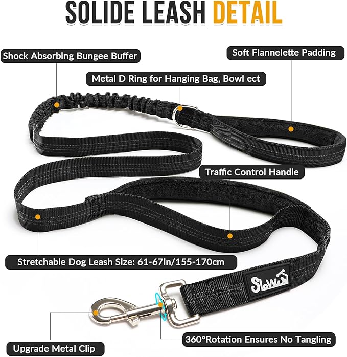 SlowTon No Pull Dog Harness - Heavy Duty Dog Harness and Leash Set for Medium Large Dogs, Reflective Tactical Harness with Soft Padded and Front Clip for Easy Walk and Training (B, XL)