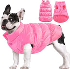 AOFITEE Dog Jacket, Dog Winter Coat, Warm Dogs Coat, Fleece Dogs Puffer Jacket, Windproof Waterproof Pet Snowsuit, Cozy Female Male Pet Snow Jackets Fleece Vest with Snap Closure, Pink, XL