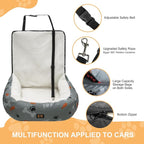 Dog Car Seat for Small Medium Dogs Under 30 lbs, Fully Detachable and Washable Cat Booster Car Seats for Front & Black Seat with Safety Leash Belt (Bone, M)