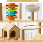 Cat Tree, Wood Cat Tree Tower for Indoor Cats, 47.3" Modern Cat Tower with Sisal-Covered Scratching Posts and Top Perch，Cat Condo with Acrylic Hammock for Small Large Cats