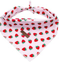 Elegant Little Tail Reversible Cotton Triangle Dog Scarf - Summer Kerchief Strawberry Print Washable Cotton Bibs for Small to Large Dogs