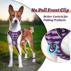 HEELE Dog Harness, No Pull Adjustable Padded Reflective Harness for Small Medium Large Dogs with Handle for Walking Training, Moon Night, L