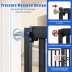 71 Inch Extra Tall Pet Gate for Cats, 29.5-43" Adjustable Wide Dog Gates, Pressure Mounted Walk Through Tall Cat Gate for Doorways,Hallway,Stairs,House（Black）