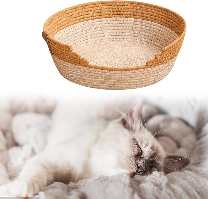 Cat Bed Basket, Comfortable Lounge Bed, Grinding Claws, Scratching Resistant Cat Scratcher Rest Nest for Indoor Cats, L