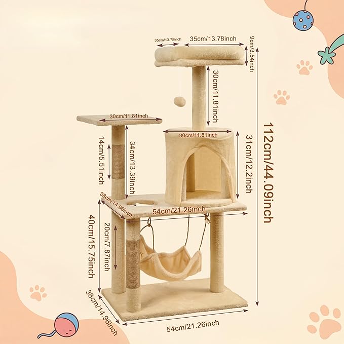 Multi-Tier cat Tree with a nest (Large-A)