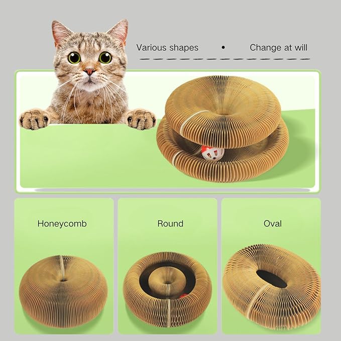 Magic Organ Cat Scratcher Board, Cardboard Cats Toy with Bell, Magic Organ Toy, Recyclable and Durable, Suitable for Indoor pet Interactive Exercise